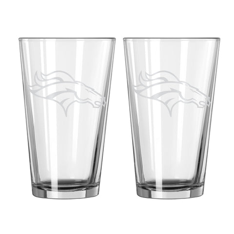Denver Broncos Glass Pint Frost Design 2 Piece Set