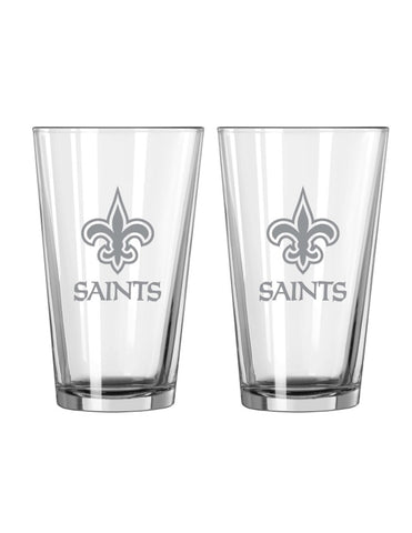 New Orleans Saints Glass Pint Frost Design 2 Piece Set