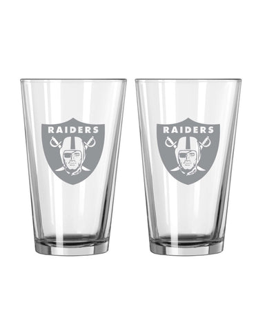 Las Vegas Raiders Glass Pint Frost Design 2 Piece Set