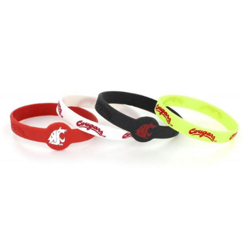 Washington State Cougars Bracelets - 4 Pack Silicone - Special Order