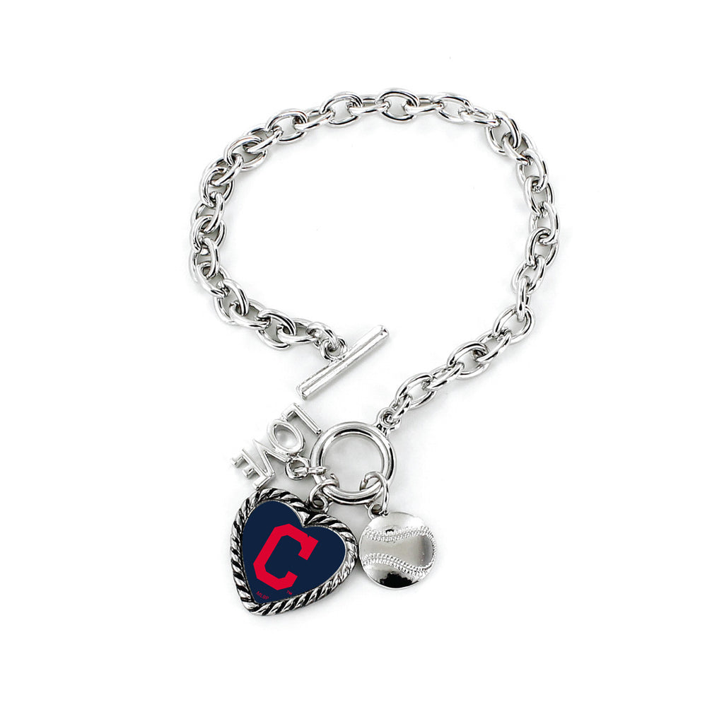 Cleveland Indians Bracelet Charmed Sport Love Baseball - Special Order