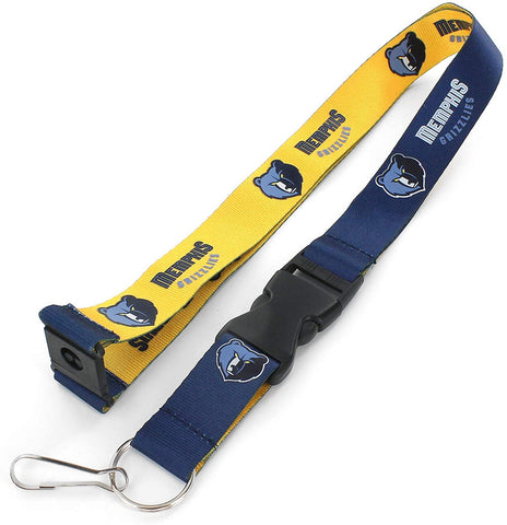 Memphis Grizzlies Lanyard Reversible Blue and Yellow Special Order
