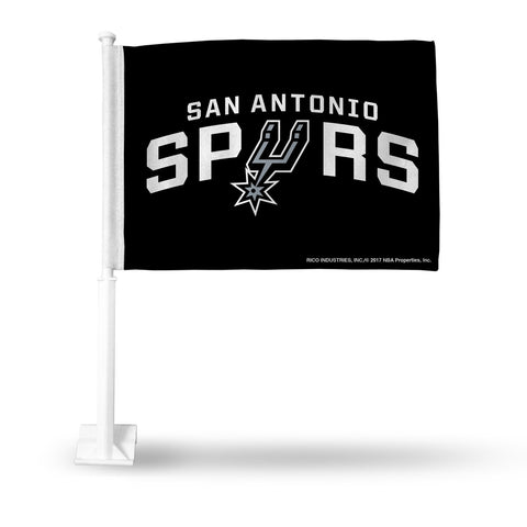 San Antonio Spurs Flag Car Style Black with White Pole - Special Order