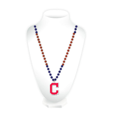 Cleveland Indians Beads with Medallion Mardi Gras Style C Logo - Special Order