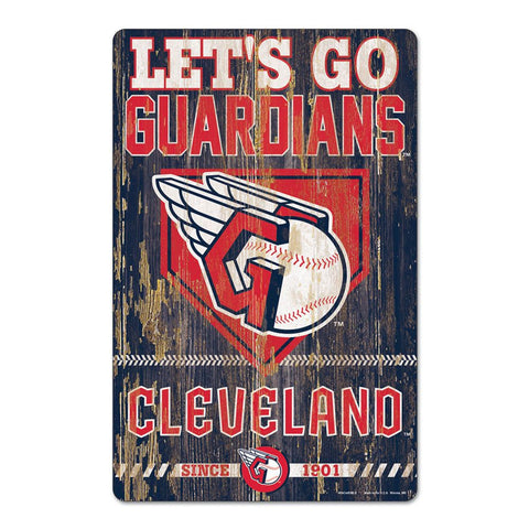 Cleveland Guardians Sign 11x17 Wood Slogan Design