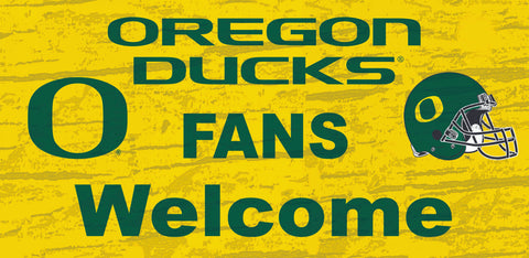 Oregon Ducks Sign Wood 12x6 Fans Welcome