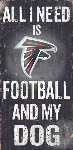 Atlanta Falcons Wood Sign - Football and Dog 6"x12"