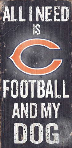 Chicago Bears Wood Sign - Football and Dog 6"x12"