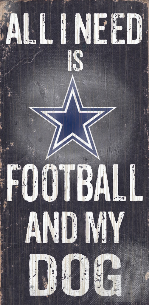 Dallas Cowboys Wood Sign - Football and Dog 6"x12"