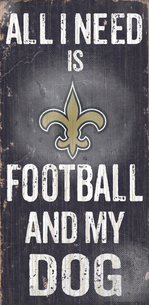 New Orleans Saints Wood Sign - Football and Dog 6"x12"
