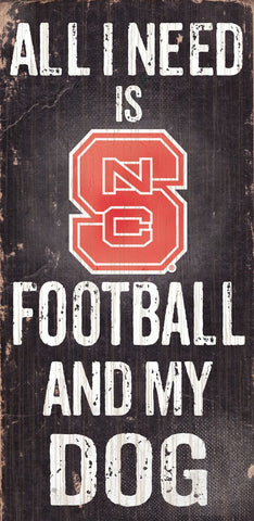 North Carolina State Wolfpack Wood Sign - Football and Dog 6x12 - Special Order