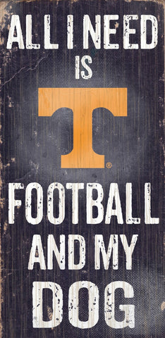 Tennessee Volunteers Wood Sign - Football and Dog 6"x12"