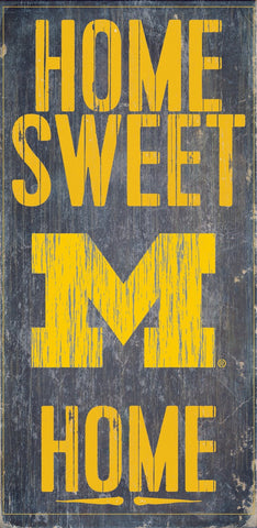 Michigan Wolverines Wood Sign - Home Sweet Home 6"x12"