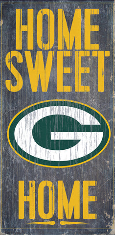 Green Bay Packers Wood Sign - Home Sweet Home 6"x12"