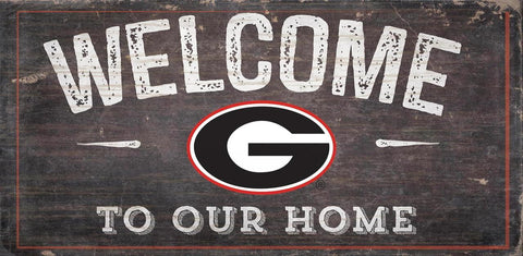 Georgia Bulldogs Sign Wood 6x12 Welcome To Our Home Design - Special Order