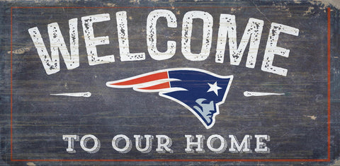 New England Patriots Sign Wood 6x12 Welcome To Our Home Design - Special Order