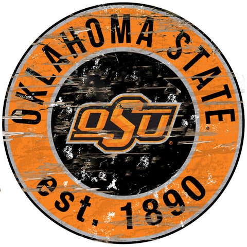 Oklahoma State Cowboys Wood Sign - 24" Round - Special Order