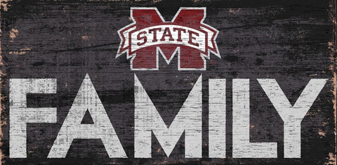 Mississippi State Bulldogs Sign Wood 12x6 Family Design - Special Order