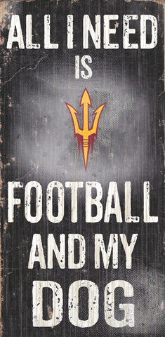 Arizona State Sun Devils Wood Sign - Football and Dog 6x12 - Special Order