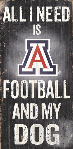 Arizona Wildcats Wood Sign - Football and Dog 6x12 - Special Order