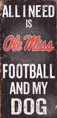 Mississippi Rebels Wood Sign - Football and Dog 6x12 - Special Order