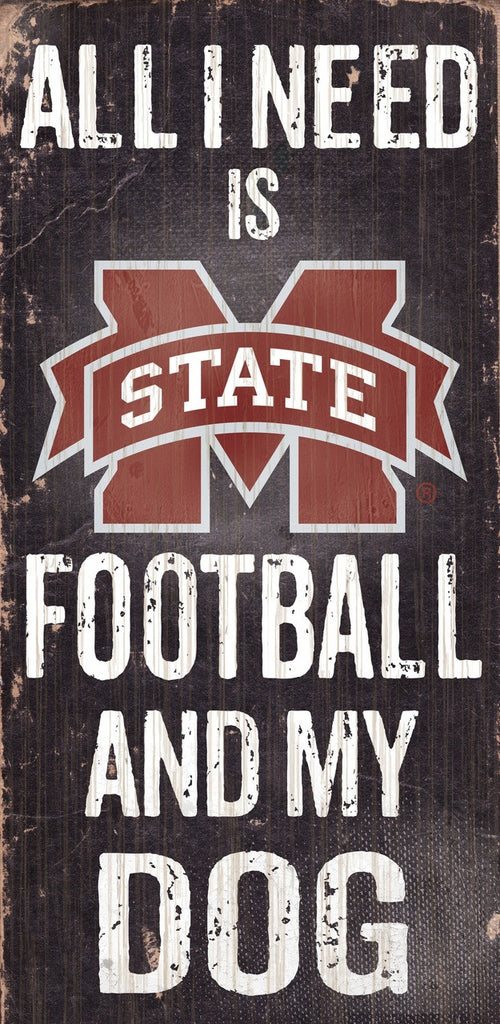 Mississippi State Bulldogs Wood Sign - Football and Dog 6x12 - Special Order