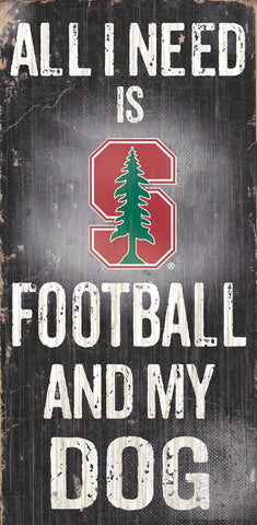 Stanford Cardinal Wood Sign - Football and Dog 6x12 - Special Order