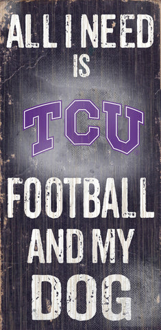 TCU Horned Frogs Wood Sign - Football and Dog 6x12 - Special Order