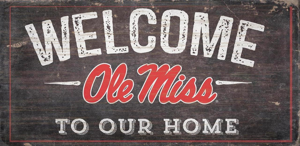 Mississippi Rebels Sign Wood 6x12 Welcome To Our Home Design - Special Order