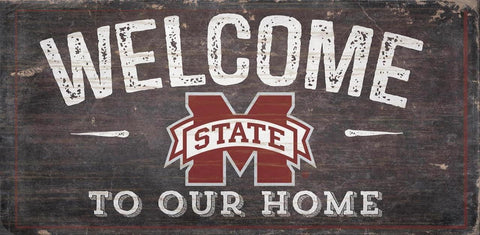 Mississippi State Bulldogs Sign Wood 6x12 Welcome To Our Home Design - Special Order