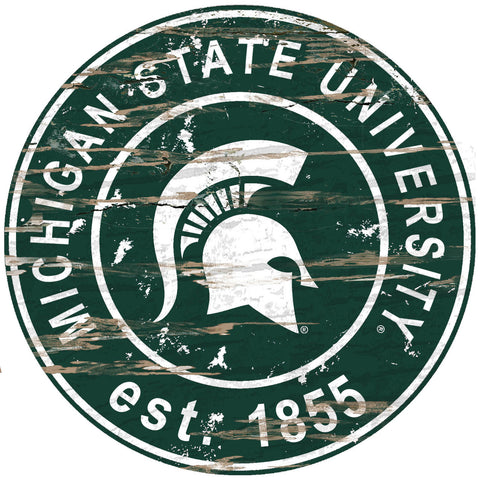 Michigan State Spartans Wood Sign - 24" Round - Special Order
