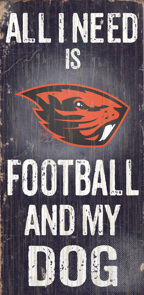 Oregon State Beavers Sign Wood 6x12 Football and Dog Design - Special Order