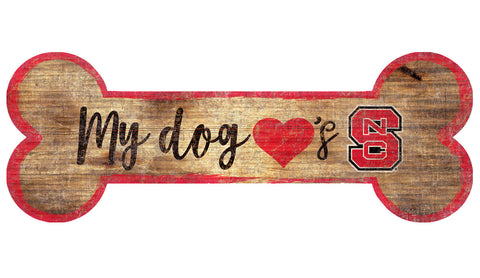 North Carolina State Wolfpack Sign Wood 6x12 Dog Bone Shape