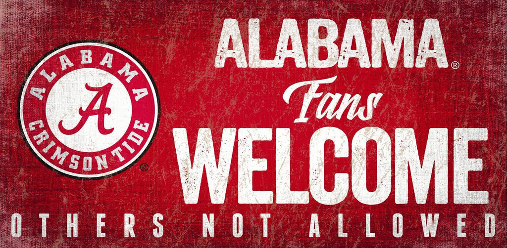 Alabama Crimson Tide Wood Sign Fans Welcome 12x6