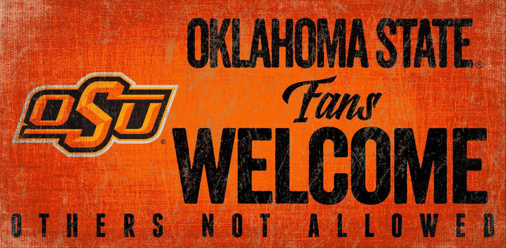 Oklahoma State Cowboys Wood Sign Fans Welcome 12x6 - Special Order