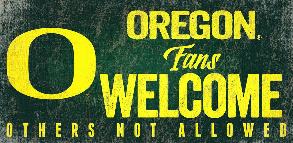 Oregon Ducks Wood Sign Fans Welcome 12x6 - Special Order