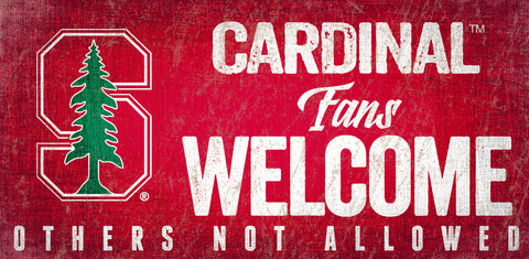 Stanford Cardinal Wood Sign Fans Welcome 12x6 - Special Order