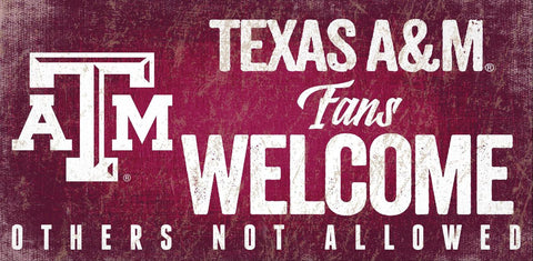 Texas A&M Aggies Wood Sign Fans Welcome 12x6 - Special Order