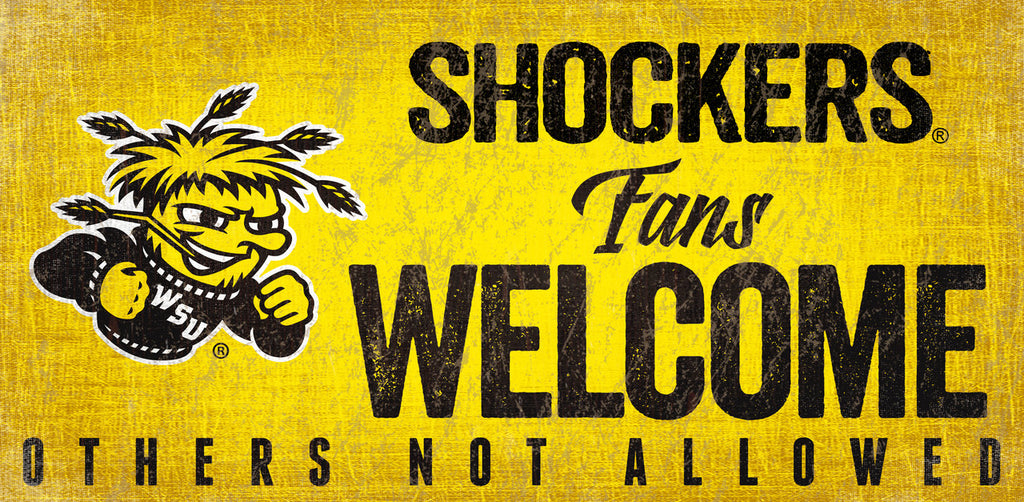 Wichita State Shockers Sign Wood 12x6 Fans Welcome Design - Special Order