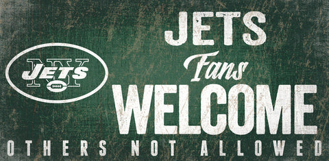 New York Jets Wood Sign Fans Welcome 12x6 - Special Order