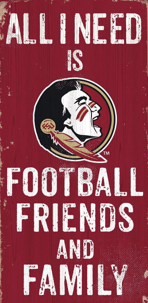 Florida State Seminoles Sign Wood 6x12 Football Friends and Family Design Color - Special Order