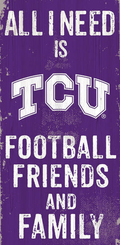 TCU Horned Frogs Sign Wood 6x12 Football Friends and Family Design Color - Special Order