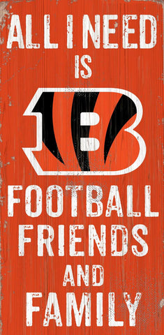 Cincinnati Bengals Sign Wood 6x12 Football Friends and Family Design Color - Special Order