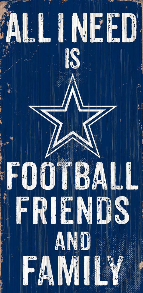 Dallas Cowboys Sign Wood 6x12 Football Friends and Family Design Color