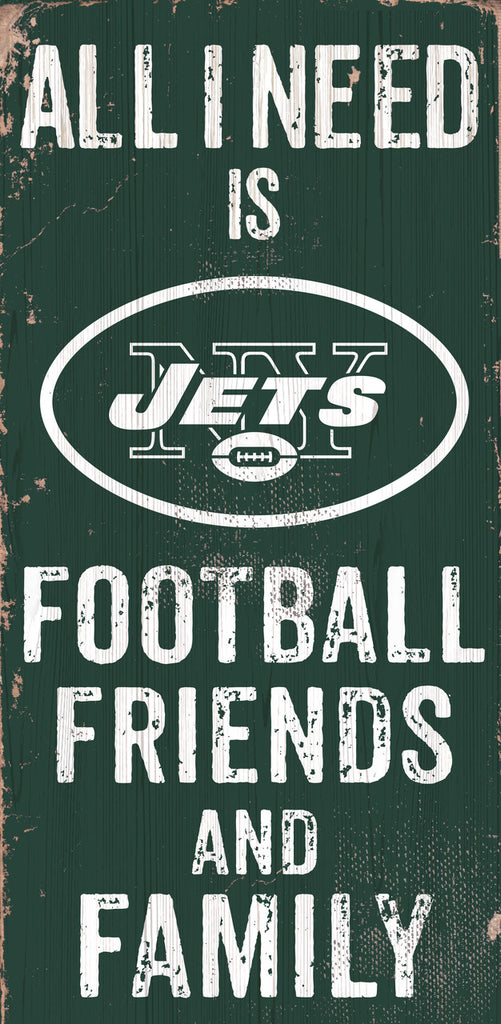 New York Jets Sign Wood 6x12 Football Friends and Family Design Color - Special Order