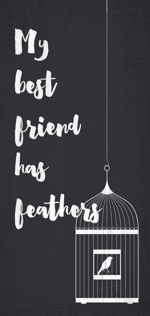 Pet Sign Wood My Best Friend Has Feathers 5"x10" - Special Order