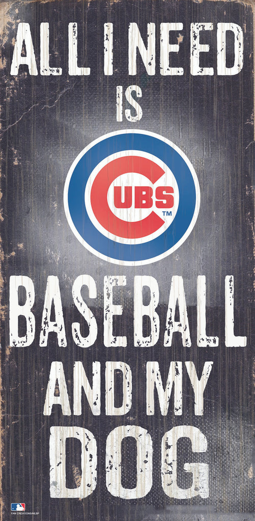 Chicago Cubs Sign Wood 6x12 Baseball and Dog Design