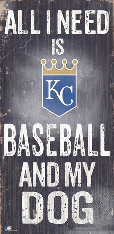 Kansas City Royals Sign Wood 6x12 Baseball and Dog Design