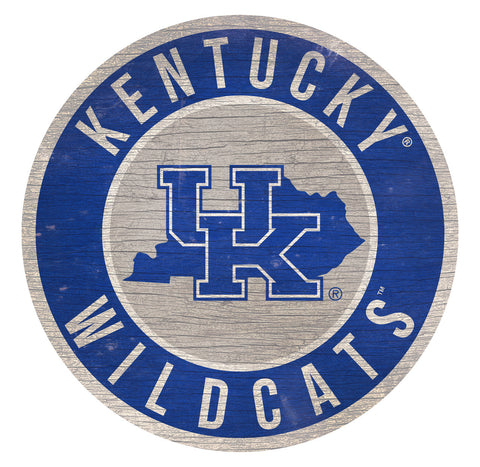 Kentucky Wildcats Sign Wood 12 Inch Round State Design - Special Order