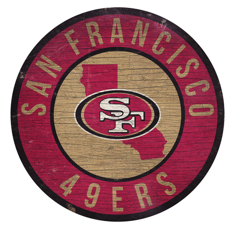 San Francisco 49ers Sign Wood 12 Inch Round State Design